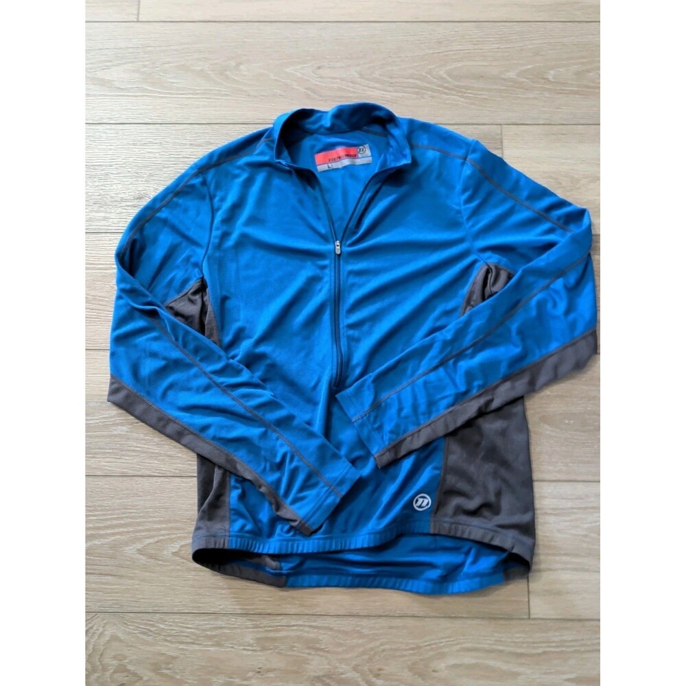 NOVARA Long Sleeve Cycling Jersey Mens L Blue Stretch Bike Sports Outdoor EUC